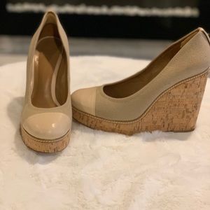 Tory Burch Canvas/Leather/Cork Heels Size 10